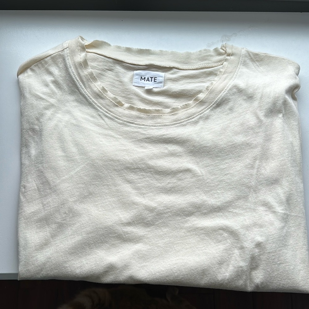 Mate the label 100% organic cotton tee, cream color, medium, never worn